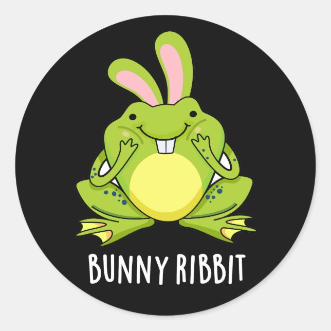 Adesivo Redondo Bunny Ribbit Engraçado Sapo Coelho Pun Escuro BG (Frente)