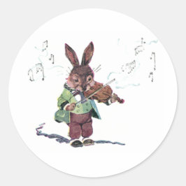 Adesivo Redondo Bunny tocando violino