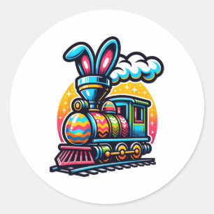 Adesivo Redondo Bunny Train Railroad Easter Crianças De Ovos Toddl