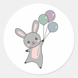 Adesivo Redondo Bunny Voa Balões Acima De Animais Cujos Animais Sã
