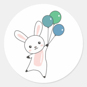 Adesivo Redondo Bunny Voa Balões Acima De Animais Cujos Animais Sã