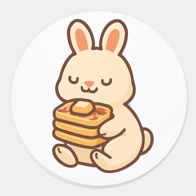 Adesivo Redondo Bunny With Waffles – Cute Animal Sticker (Frente)