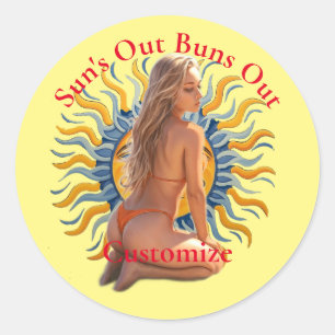 Adesivo Redondo Buns Out Bikini Beach Girl Thunder_Cove