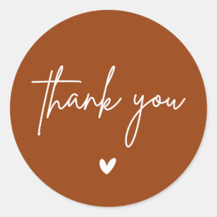 Adesivo Redondo Bunt Orange Obrigado Monograma Coração de Casament