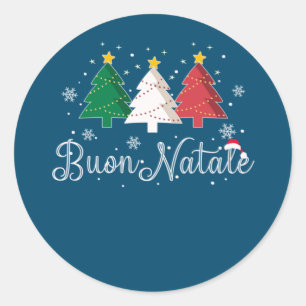Adesivo Redondo Buon Natale Árvore de Natal Italiana