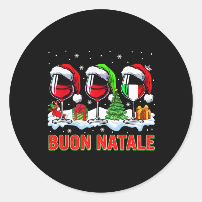Adesivo Redondo Buon natale feliz natal natma italiano três papais (Frente)