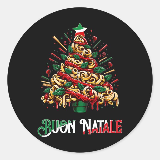 Adesivo Redondo Buon natale italian macarrão natale no Natal (Frente)