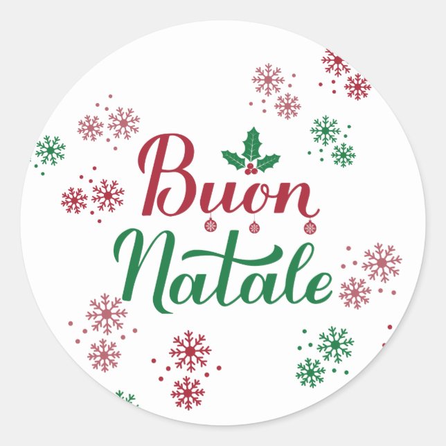 Adesivo Redondo Buon Natale Italiana Felry Christmas (Frente)