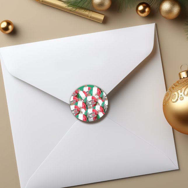 Adesivo Redondo Buon Natale Italiana Flag Ornaker Sticker (Criador carregado)