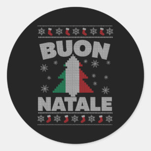 Adesivo Redondo Buon Natale Italiana Ugly For E