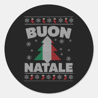 Adesivo Redondo Buon Natale Italiana Ugly For E