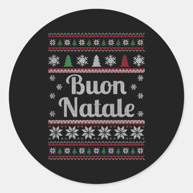 Adesivo Redondo Buon Natale Italiana Ugly Pattern (Frente)