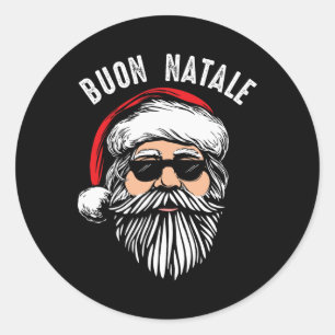 Adesivo Redondo Buon natale italiano santa claus babbo cristo engr