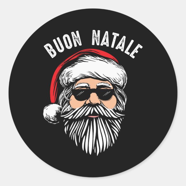 Adesivo Redondo Buon natale italiano santa claus babbo cristo engr (Frente)