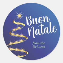 Adesivo Redondo Buon Natale Natal italiano com qualquer nome