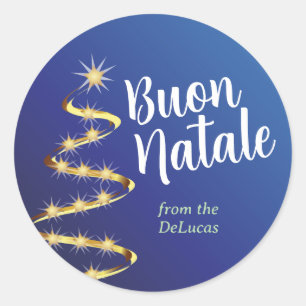 Adesivo Redondo Buon Natale Natal italiano com qualquer nome