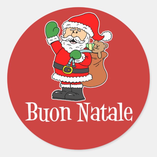 Adesivo Redondo Buon Natale - Papais noeis de Natal italianos (RED (Frente)