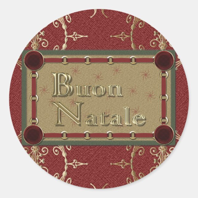 Adesivo Redondo Buon Natale Stickers (Frente)