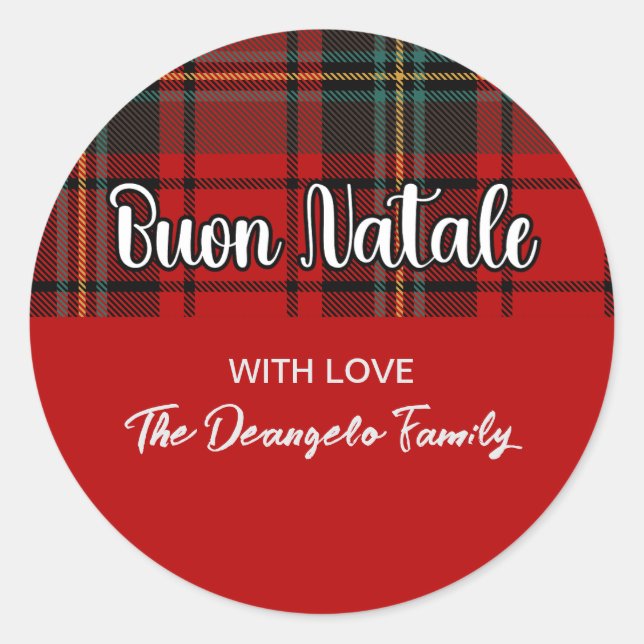 Adesivo Redondo Buon Natale Xadrez (Frente)