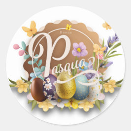 Adesivo Redondo Buona Pasqua