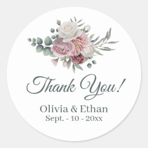 Adesivo Redondo Buquê Boho Dusty Rosa Boho