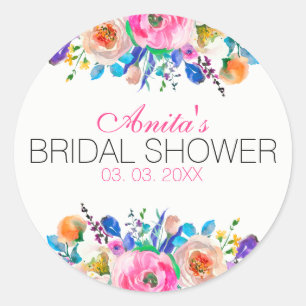 Adesivo Redondo Buquê colorido da aguarela