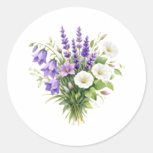 Adesivo Redondo Buquê de Aquarela com Flores Silvestres 