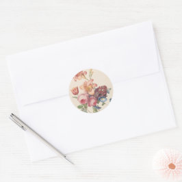 Adesivo Redondo Buquê de Aquarela de Arte Fino Floral Vintage Hola