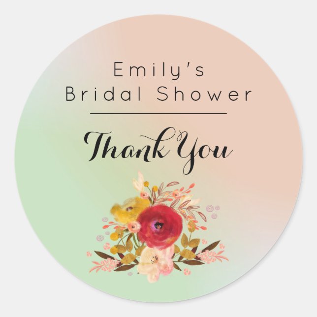 Adesivo Redondo Buquê De Aquarela Floral Cujo Agradeço (Frente)