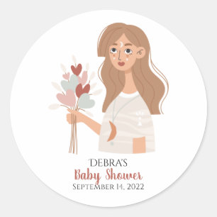 Adesivo Redondo Buquê de cabelo castanho da Terra Boho