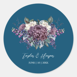 Adesivo Redondo Buquê de Casamento de Gótico Estético Escuro