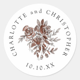 Adesivo Redondo buquê de casamento de rosas rosa-claro