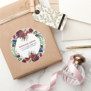 Adesivo Redondo Buquê de flores de aquarelas coloridas