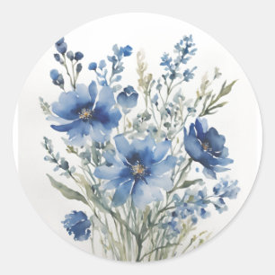 Adesivo Redondo Buquê de Flores Elegante Aquarela