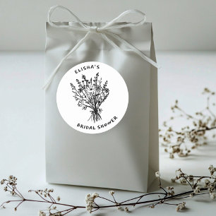 Adesivo Redondo Buquê de Flores Silvestres Churrasco Rústico Chá d