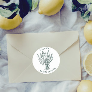 Adesivo Redondo Buquê de Flores Silvestres Rústico Caprichoso Chá 