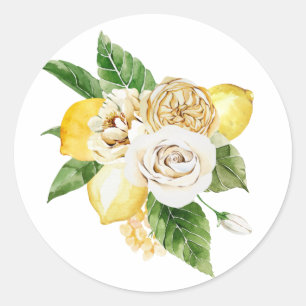 Adesivo Redondo Buquê de limões e rosas