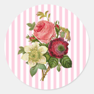 Adesivo Redondo Buquê de Rosas Shabby Chic Stickers