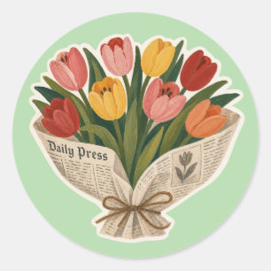 Adesivo Redondo Buquê de Tulipas Soft Mama Impressão de Arte Flora