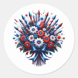 Adesivo Redondo buquê do Dia da Independência em 4 de julho