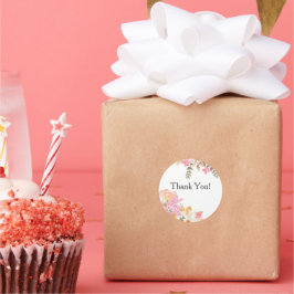 Adesivo Redondo Buquê Elegante de Rosa Suave Obrigado