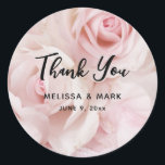 Adesivo Redondo Buquê Elegante de Rosas Rosa Vintage<br><div class="desc">Obrigado adesivos com uma fotografia de um buquê de rosas rosa. Vintage elegance.</div>