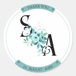 Adesivo Redondo Buquê Elegante Vinheta de casamento Floral