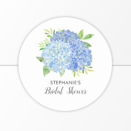 Adesivo Redondo Buquê Floral Azul Hydrangea Chá de panela