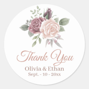 Adesivo Redondo Buquê floral do rosa empoeirado rústico