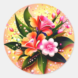 Adesivo Redondo Buquê Floral Radiante Resplendor