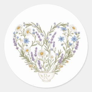 Adesivo Redondo Buquê Herbal Coração de Boticário
