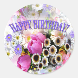 Adesivo Redondo Buquê primavera