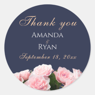 Adesivo Redondo Buquê Rosa Rosa Rosa Elegante Casamento Floral Obr