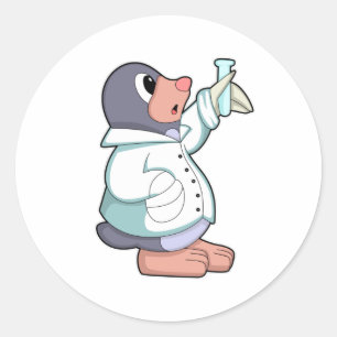 Adesivo Redondo Buraco como cientista com tubo de ensaio